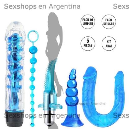 Octans kit de 5 piezas vibradores,dilatadores anales, y doble consolador